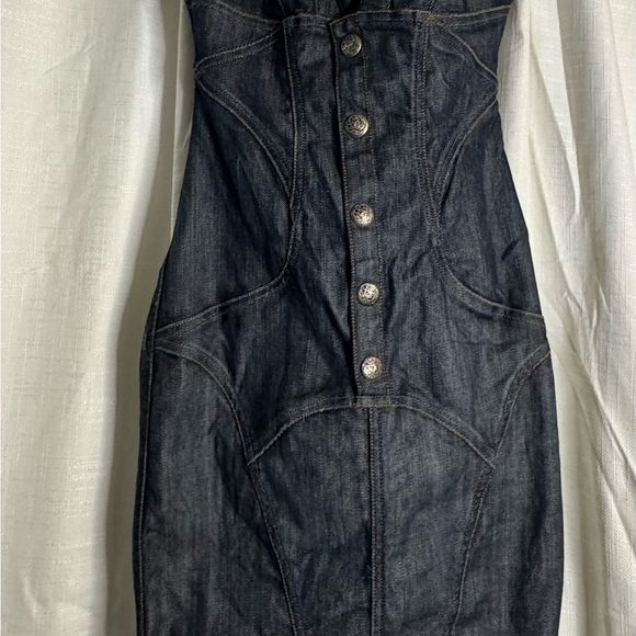 Rock & Republic Dark Denim Corset Dress Size 0 Y2K Bustier Rockabilly Edgy - Picture 7 of 8